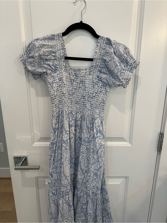 o.p.t Dresses & Skirts - OPT Smocked Square Neck Midi Dress in Light Blue Paisley